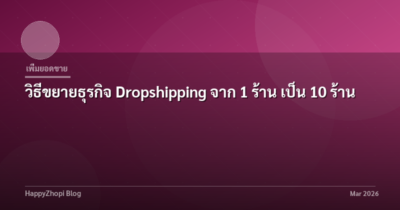 วิธีขยายธุรกิจ Dropshipping จาก 1 ร้าน เป็น 10 ร้าน